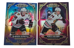 Lot of 2 2020-21 Upper Deck Stature Blackhawks Rookie Cards  Beaudin 85 & Entwistle 399