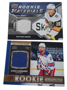 Lot of 2 Upper Deck Hockey Memorabilia Cards  Alexis Lafreniere & Peyton Krebs