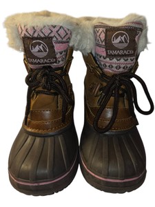 Tamarack Kids Size 10 Winter Snow Boots Brown Black Pink Faux Fur Lace-Up