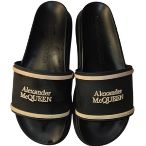 Alexander McQueen Black Logo Slide Sandals Made in Italy  Size Unknown