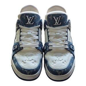 Louis Vuitton LV Trainer Monogram Denim WhiteBlue Sneakers Size 10 Made in Italy