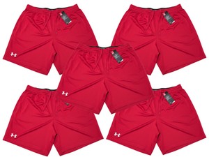 Lot of 5 Under Armour Mens Red Athletic Shorts Size XL 1305792-600 New w Tags