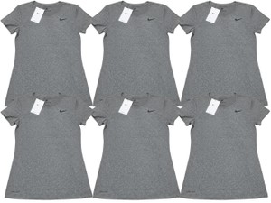 Lot of 6 Nike Womens Dri-FIT Training T-Shirts Size XS Gray CU7599-091 New w Tags