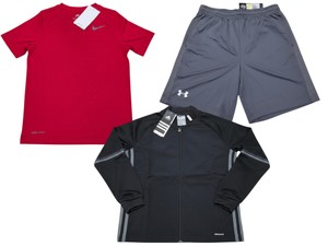 Lot of 3 Boys Nike Adidas Under Armour Athletic Apparel Size SM Shirt Jacket  Shorts New w Tags