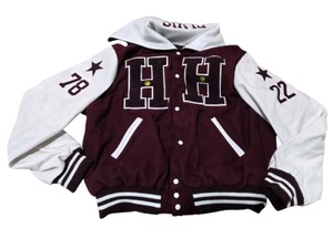 Vtg Holloway Hirsch HS Huskies Varsity Jacket 3XL Long Maroon  and White