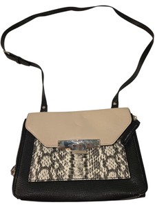 Nine West Crossbody Bag Black Beige Snakeskin Accent Flap Shoulder Purse New