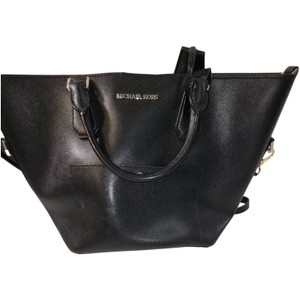 Michael Kors Greenwich Black Leather Large Grab Bag Tote Shoulder Purse NWT