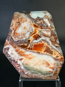 High-Grade Mexican Crazy Lace Agate Thick Egg Preform Slab  Vibrant Fiery Red &amp Orange Swirling Fortification Patterns  Polished Lapidary Mineral Display Specimen. (2 lbs 3.3 oz  1 kg 1 g)