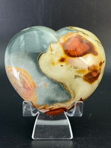 A Collector Grade Polished Polychrome Jasper Puffy Heart  Premium Madagascar Natural Patterned Mineral Specimen. (1 lb 7.5 oz  668 g)