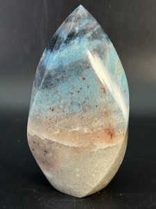Natural Trolleite Crystal Flame Carving from Brazil  Blue Quartz, Lazulite &amp Scorzalite. (1 lb 5.4 oz  609 g)