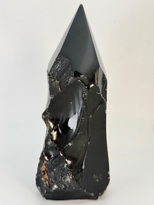 Massive Semi-Polished Black Obsidian Crystal Point Tower  Raw Natural Volcanic Glass Sculpture, Free-Standing Statement Mineral Specimen. (4 lbs 8.9 oz  2 kg 69 g)
