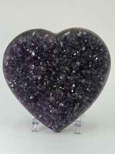 Premium Natural AAA Deep Purple Uruguayan Amethyst Druzy Heart Geode Crystal Cluster Specimen. (1 lb 9.4 oz  721 g)