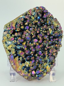 Stunning Titanium Rainbow Aura Quartz Cluster  Vibrant Iridescent Crystal Specimen