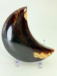 Rare 25M-Year-Old Indonesian Amber Hand-Carved Crescent Moon Sculpture  Beautiful Translucency, (5.4 oz  154 g)