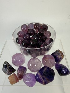 Genuine Amethyst Collection Small Polished Spheres, 3 Medium Crystal Balls, &amp Tumbled Stones. (10.7 oz  305 g)