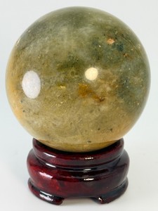 62mm Rainforest Rhyolite Crystal Sphere Ball with Wood Stand Included Volcano Jasper Stone Specimen Queensland. (12.6 oz  359 g)