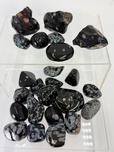 Polished &amp Raw Genuine Snowflake Obsidian Volcanic Glass Specimens  High Contrast Cristobalite Patterns, Crystal Healing Gemstones. (12.6 oz  358 g)