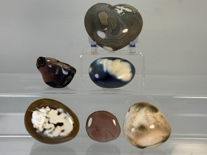 Beautiful 6pc Orca Agate Crystal Collection - Polished Hearts &amp Palm Stones. (1 lb 9.1 oz  714 g)