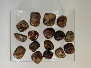 Rainforest Jasper Rhyolite Tumble Stones Set - 15pc Polished Volcanic Crystals for Heart Chakra