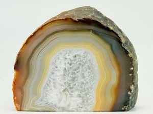 Polished Brazilian Agate Geode Cut-Base Nodule  Druzy Quartz Center. (12.6 oz  358 g)
