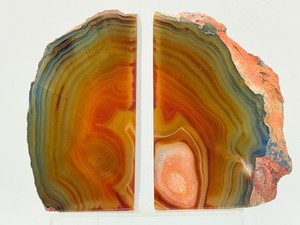 Stunning Rare Argentine Condor Agate Polished Bookends  Exquisite Fire Orange &amp Red Bands Minerals. (4 lbs 7.5 oz  2 kg 30 g)