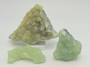Lot of 3 Natural Raw Prehnite Mineral Specimens  Pear-Green Healers Healer Crystals. (14.1 oz  401 g)