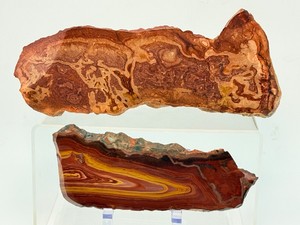 Polished Wonderstone Rhyolite Slab Display Set  2 Visual Specimen Slices. (3 lbs 1.9 oz  1 kg 416 g)