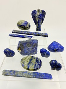 Natural Lapis Lazuli Crystal 11pc Set Raw Matrix, Angel, Hearts &amp Wands. (8.1 oz  229 g)