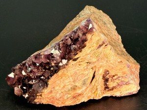 Exquisite Raw Amethyst Crystal Cluster on Natural Pegmatite Matrix  Deep Purple Quartz Vein in Salmon Feldspar &amp Shimmering Mica Specimen. (1 lb 5.9 oz  621 g)
