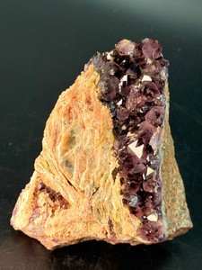 Exquisite Raw Amethyst Crystal Cluster on Natural Pegmatite Matrix  Deep Purple Quartz Vein in Salmon Feldspar &amp Shimmering Mica Specimen. (1 lb 5.9 oz  621 g)