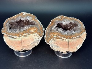 Rare Las Choyas Twin Chamber Geode Pair  Myrickite &amp Druzy Amethyst Specimen. (2 lbs 2.7 oz  985 g)