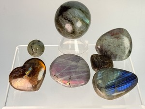 Stunning Natural Labradorite Crystal Lot  Flashy High-Grade Polished Specimens. (7.3 oz  209 g)