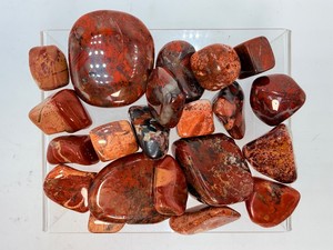 Premium Bulk Lot of Polished Brecciated Jasper Tumbled Stones (Natural Red &amp Hematite Gems) ()12.1 oz  345 g)