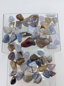 Blue Chalcedony Tumbled Stones  Calming Pocket Crystals for Anxiety &amp Peace (13.1 oz  373 g)