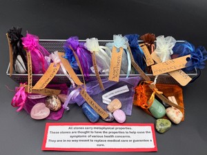 Premium Metaphysical Gemstone Intention Kits &amp Mesh Basket Organizer - Curated Tumbled Crystal Collection for Mindfulness, Self Love, &amp Stress Relief (2 lbs 1 oz  937 g)