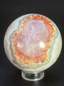 65mm Natural Amethyst &amp Crazy Lace Agate Sphere  Chihuahua, Mexico (13.7 oz  389 g)