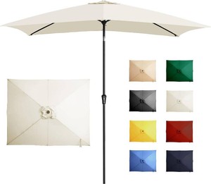 Ayge 6.5 Rectangular Patio Umbrella Outdoor deck umbrella rectangle White  6 sturdy ribs, tilt & crank. UV-resistant waterproof canopy. Fade-proof. For deck, patio, garden, and poolside.