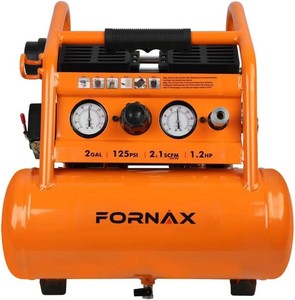$130 FORNAX Air Compressor Portable 2 Gallon, 1.2 HP 2.1 SCFM 90 PSI Oil Free, Max Pressure 135 PSI, 65 dB Silent Air Compressor for Auto Repair, Tire Inflation, Airbrushing, Nailing