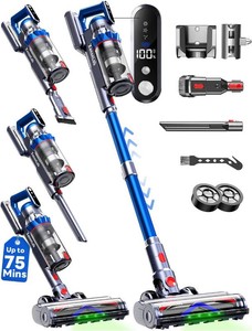 $349 Cordless Vacuum Cleaner, 75Mins55KPa650W, Rechargeable  10 Stage Filtration, Cone Filtration&Anti-Tangle, Extra Washable HEPA Filter, for Hard Floor, Carpet, Pet Hair, Freestanding