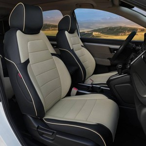 $204 Lolcar CRV Seat Covers Custom Fit for Honda CRV 2017 2018 2019 2020 2021 2022,Leather Car Seat Cover Full Set for Trucks SUV,Waterproof Car Seat Cushion,Faux Leather (BlackBeige)