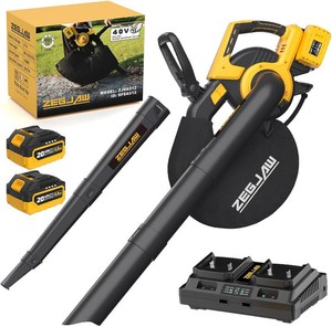 $140 ZEGJAW 3-in-1 Cordless Leaf Blower & Vacuum, Leaf Vacuum Mulcher with Bag, 40V 170MPH 360CFM 5 Speeds Electirc Leaf Blowers for Lawn Care 2x4.0Ah Battery & Charger Included