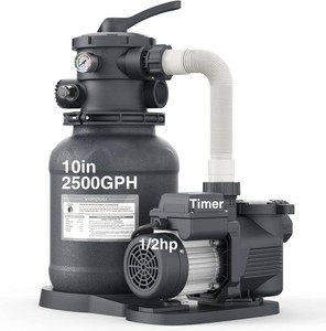 $160 10 Sand Filter Pump for Above Ground Pool with Timer  12HP 2500GPH Pool Pumps Above Ground for Pools Up to 11,000 Gallons, Pool Sand Filter with 6-Way Valve, Efficient Filtration