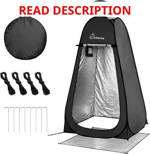 WolfWise PRO Pop Up Shower Tent with Silver Coated, Floor and Rain Fly  Portable Changing Tent with Window & Carry Bag for Camping, Outdoor Privacy Toilet Bathroom with UV Protection, 757983 H