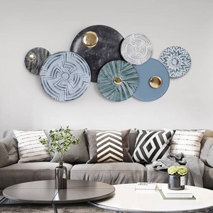 Metal Geometric Round Wall Art Coastal Nautical 3D Wall Decor 53x25  Large Modern Circle Handmade Wall Hanging Sculptures, for Living RoomOutdoorBedroomDinning RoomEntryway, Two-way Display