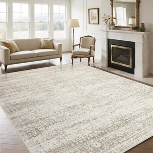 $120 Washable Rugs 9x12 Area Rugs for Living Room,Bedroom,Dining Room Carpet  Ultra Soft Faux Wool,Kids & Pet Friendly,Machine Washable,Non-Slip & Non-Shedding,Large Vintage Low Pile Rug for Home Office