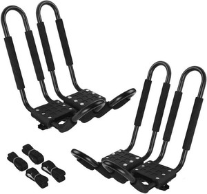 PIRIPARA Kayak Roof Rack 2 Pairs J-Bar Carrier Holder for Canoe, SUV, Cars, Truck, Surf Ski, Car Top Mount Racks for Trip, Set of 4  2 Pairs J-Bar Carrier Holder for Canoe, SUV, Cars, Truck, Surf Ski, Car Top Mount Racks for Trip, Set of 4