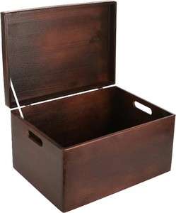 Creative Deco Large Brown Wooden Box Storage with Hinged Lid  15.8x11.8x9.44in (-0.5)  Acacia-Like Wood Chest Trunk PRODUCT NOT INTENDED FOR 15 YEARS OR BELOW