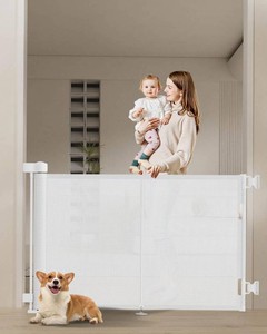 Miumoon 59 inch Reinforced Retractable Baby Gates 34 inch Tall  Retractable Dog Gate with No Crawl Through Reinforced Strip, 5 FT Retractable Gate for Stairs,Doorways,Hallway,IndoorOutdoor