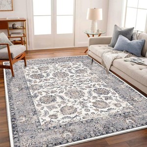 CHAMPLANT 6x9 Washable Area Rug Boho Chic Medallion Distressed Design Non-Shedding Easy Care Ideal for High Traffic Areas in Living Room Bedroom Office Kitchen Coffee Table Large Carpet