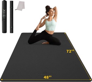 CAMBIVO 72x48 Large Yoga Mat, Extra Thick TPE Workout Mat  extra large exercise mat, non-slip TPE cushioning for joint relief, pilates stretching, apartment noise dampening